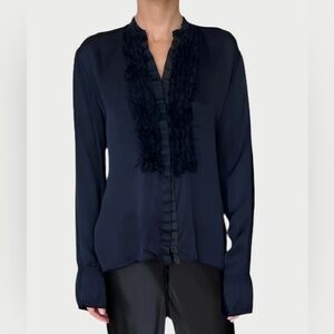 Jaga Wash & Wear Tuxedo Shirt - Navy